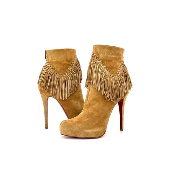 NEW Christian Louboutin Rom 120 Fringe Stiletto Heel Western Style Boots 40.5 - Picture 2 of 7